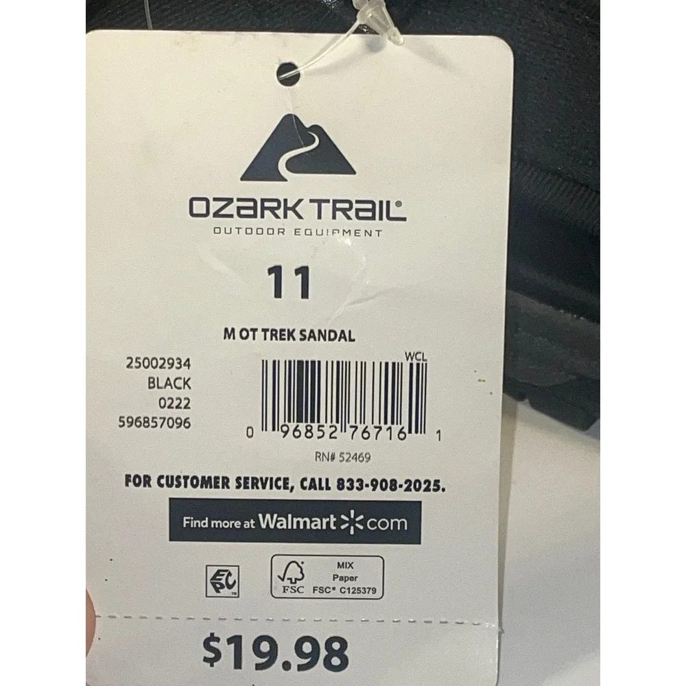 Ozark Trail Mens Size 11 Adjustable Sport Sandals Breathable Comfort NEW NWT